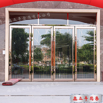 鏡面玫瑰金不銹鋼地彈簧門 鏡面玫瑰金不銹鋼地彈簧門